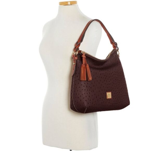 Dooney & Bourke - Ostrich Twist Strap Hobo - PLUM - Rare Color - NEW - Picture 2 of 11